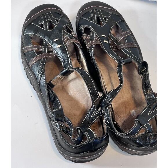 J-41 Jeep Womens 9M Sandals Black Leather Adventure Dune Hiking Rubber Traction - Picture 5 of 7